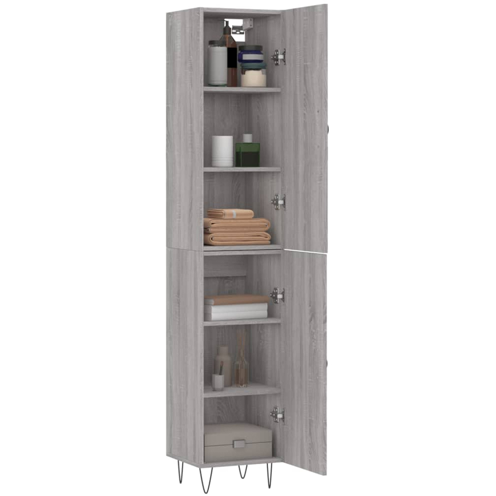 vidaXL 2 Door Grey Sonoma Slim Highboard with Hairpin Legs Image 3