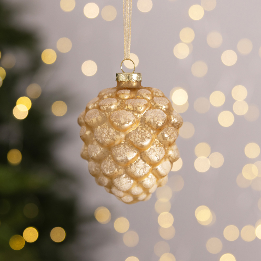 Charles Bentley Gold Coloured Glass Bauble Collection 12 Pack Image 5