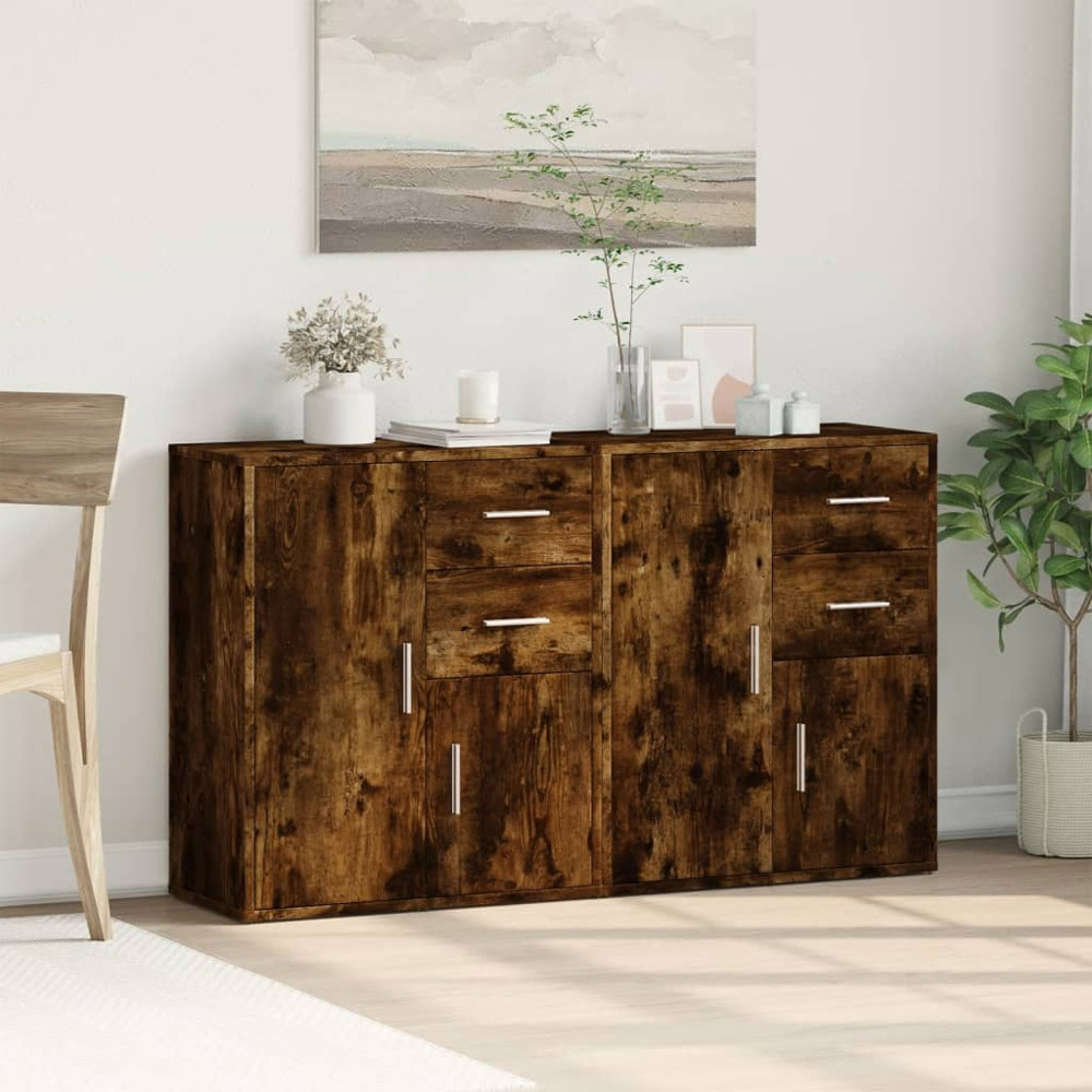 vidaXL 2 Door 2 Drawer Sonoma Oak Sideboard Set of 2 Image 3