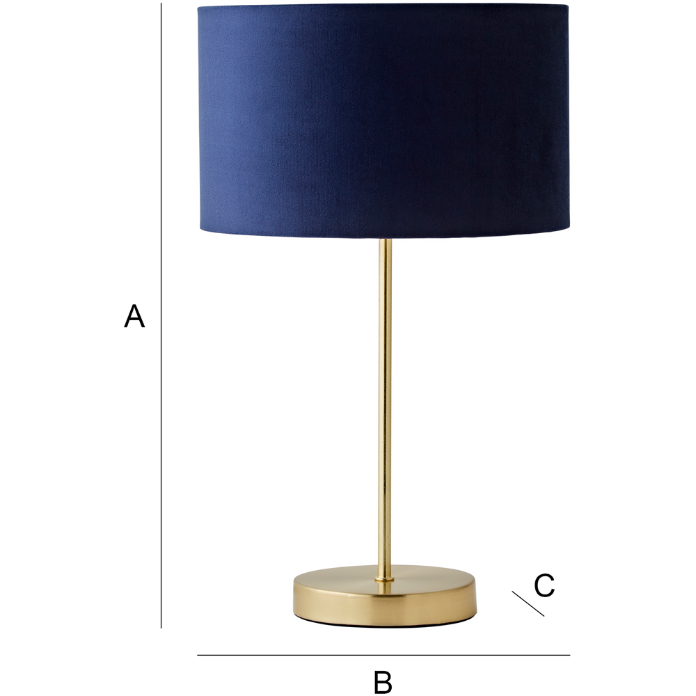 ValueLights Charlie Metallic and Navy Velvet Shade Gold Table Lamp and Bulb Image 8