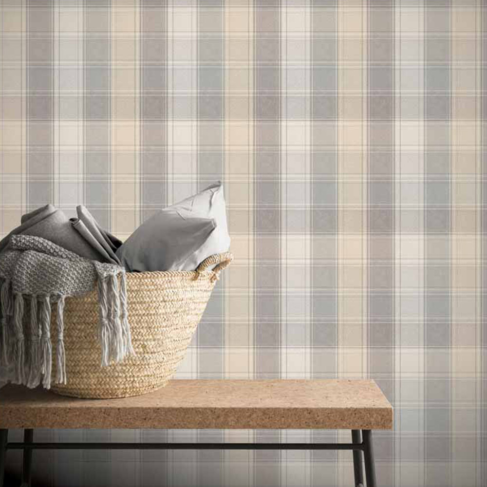 Arthouse Country Check Grey Wallpaper Image 2