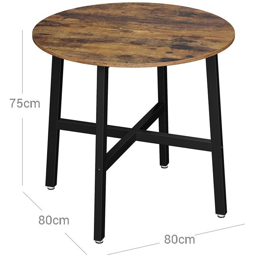 Modcraft 2 Seater Industrial-Style Round Dining Table Rustic Brown and Black Image 5