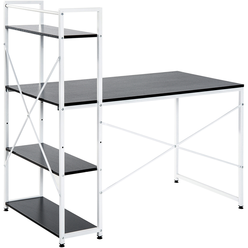 Portland Computer Desk 4 Tier Storage Black and White Image 2