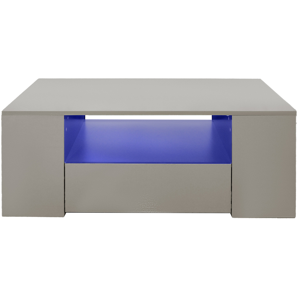 Comfy Living 5 Shelf 2 Drawer Grey High Gloss LED Coffee Table Image 3