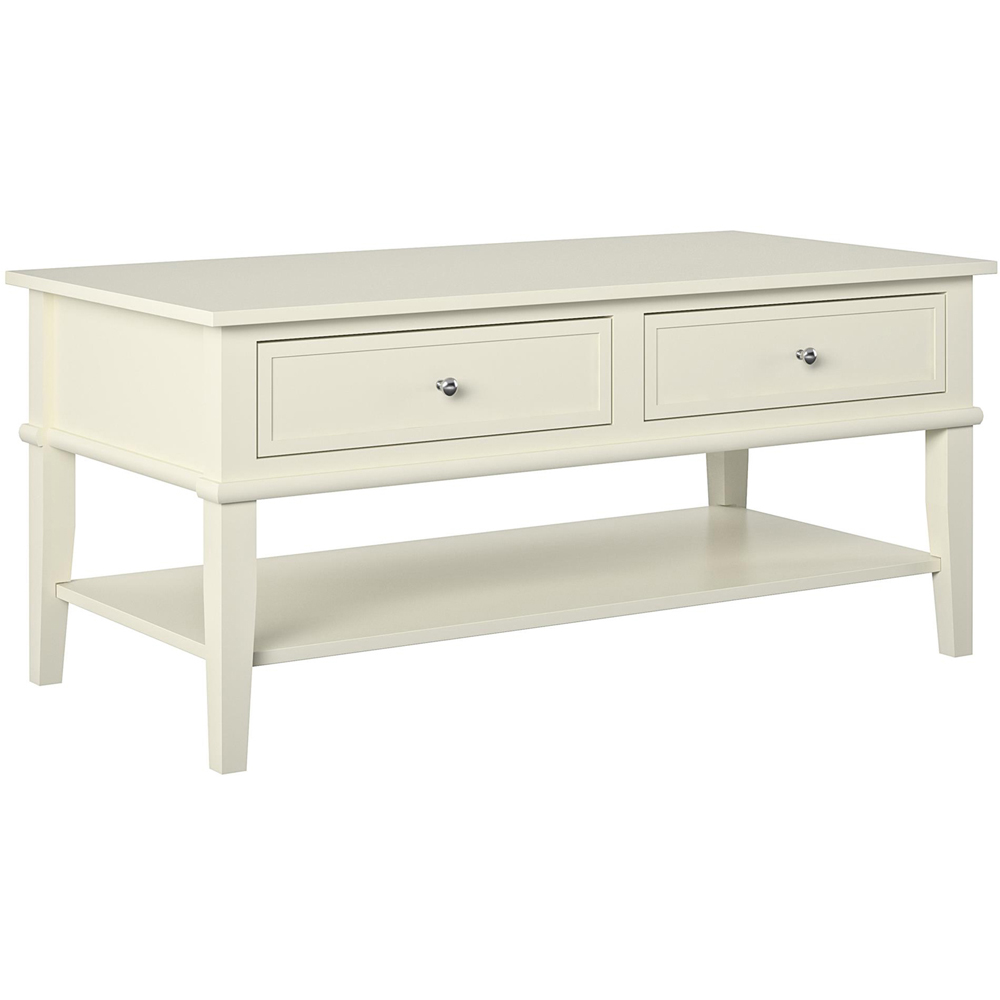 Dorel Franklin 2 Drawer Single Shelf Off White Coffee Table Image 2