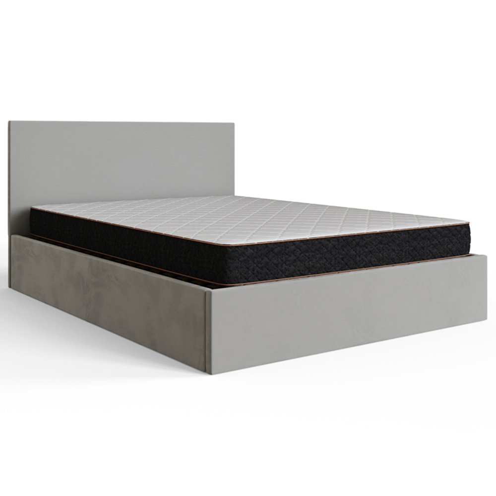 GFW Double Charcoal Grey Velvet End Lift Ottoman Bed with Memory Pocket Spring Mattress Image 4