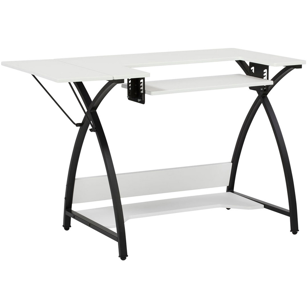 Sewing Online 13332 Single Shelf White and Black Comet Sewing Table Image 1