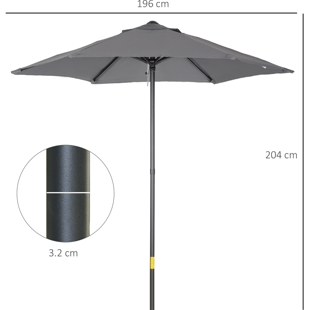 Outsunny Dark Grey Patio Parasol 2m Image 7
