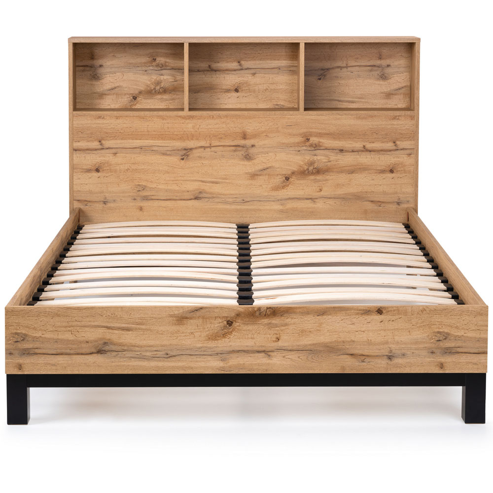 Julian Bowen Bali Double Modern Oak Effect Bed with Bookcase Headboard Image 4