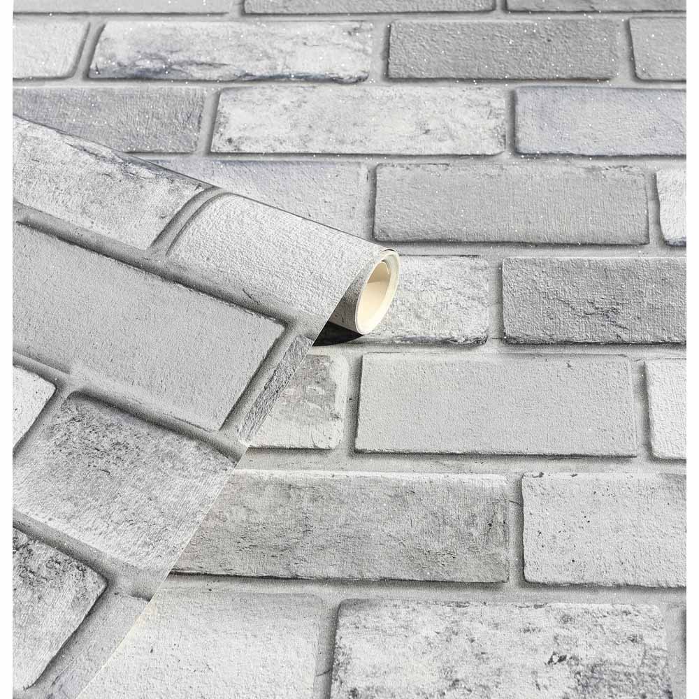 Arthouse Diamond Silver Brick Wallpaper | Wilko Arthouse Diamond Silver Brick Wallpaper | Wilko
