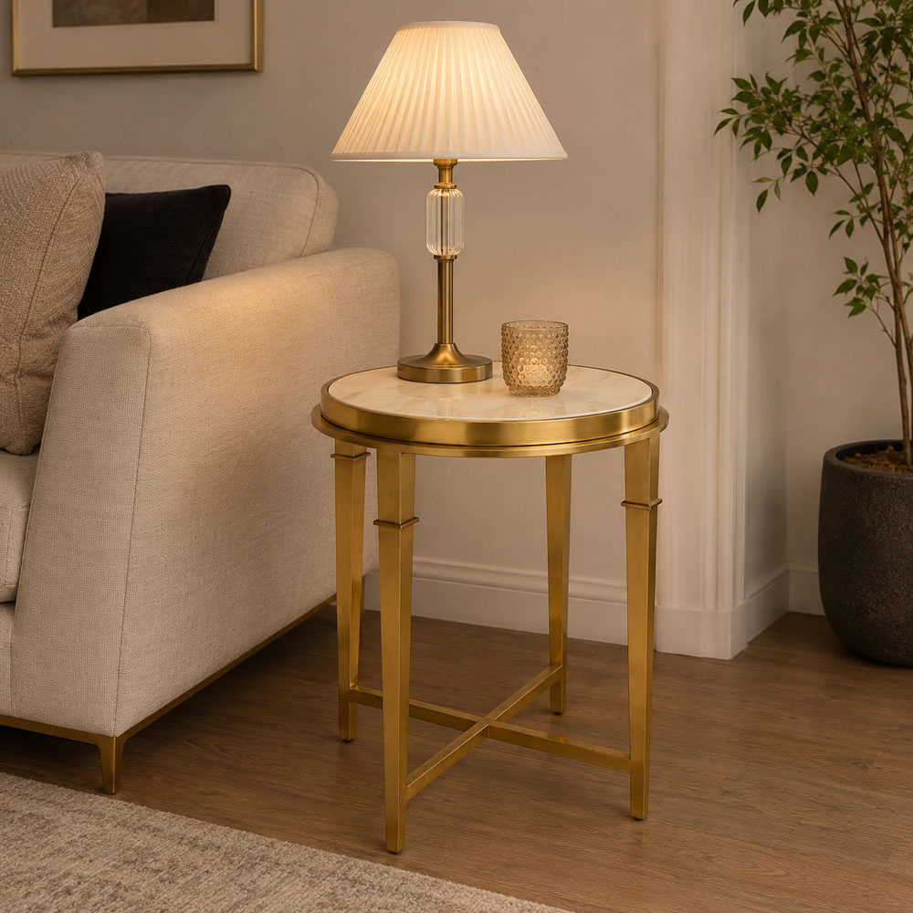Premier Housewares Gold Finish Round Side Table Image 3