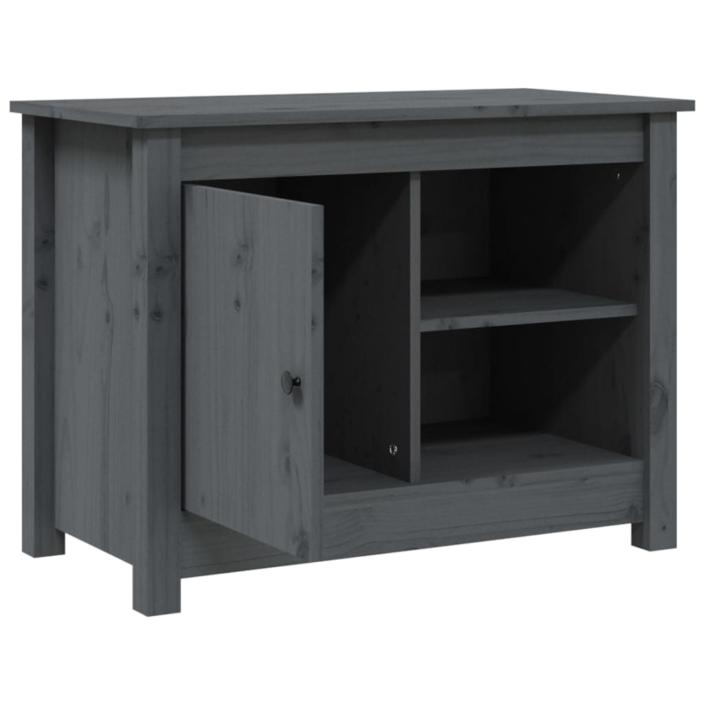 vidaXL Single Door 2 Shelf Grey Pine Wood TV Cabinet Image 4