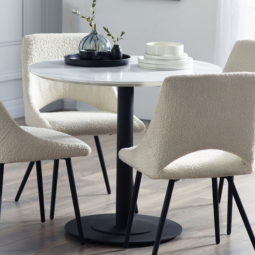 Julian Bowen Luca 4 Seater Round Table White and Black Image 1