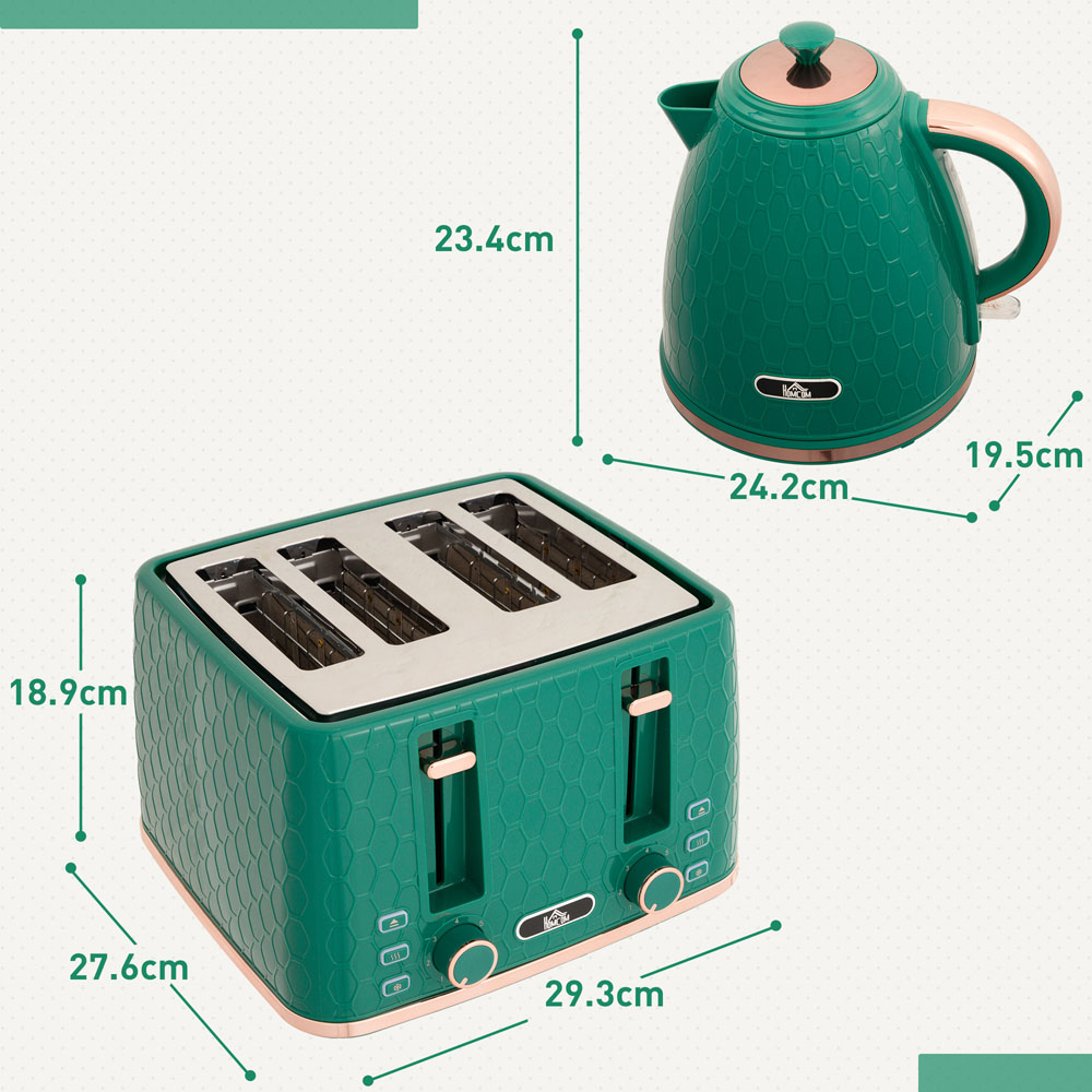 HOMCOM Blue 800-180V70BU 1.7L Kettle and 4 Slice Toaster Set Image 9