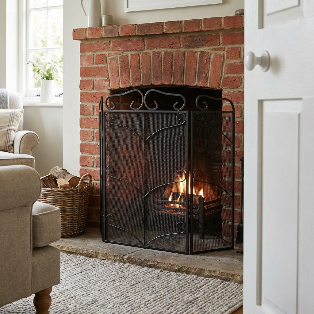 3 Panel Fiona Firescreen - Black Image 4