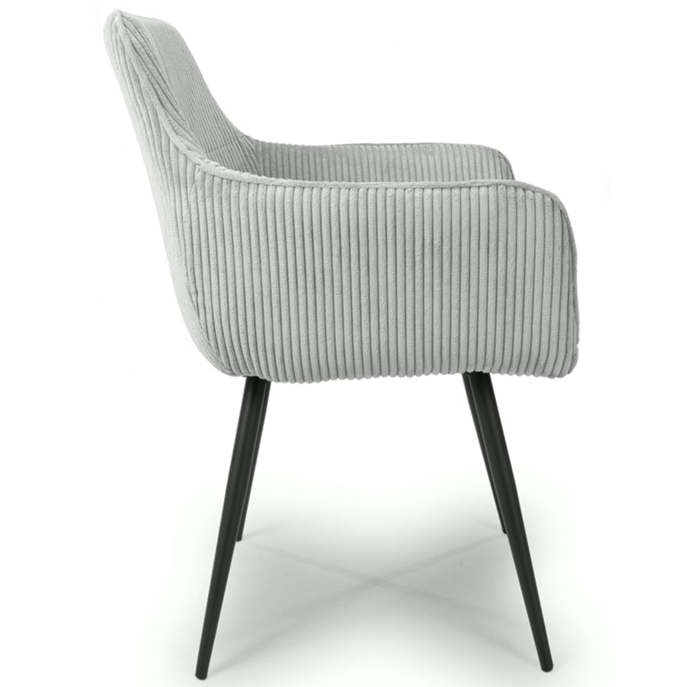 Denver Set of 2 Corduroy Light Grey Dining Chairs Image 3