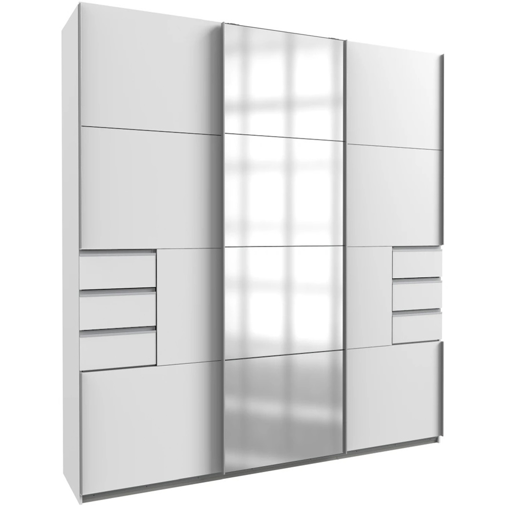 TJ'S Saigon 3 Sliding Door 6 Drawer White Wardrobe Image 2