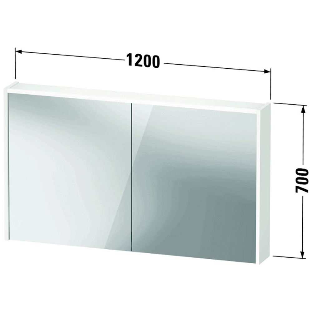 Duravit D-Code 2 Door Gloss White Illuminated Mirror Cabinet 1200 x 700mm Image 3