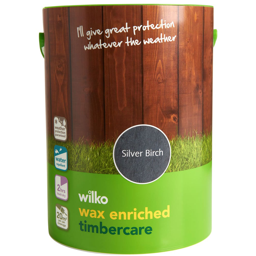 Wilko Wax Enriched Timbercare Silver Birch Wood Paint 5L Image 2