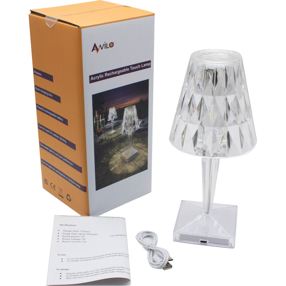 Avilo Acrylic Rechargeable Touch Lamp Image 4