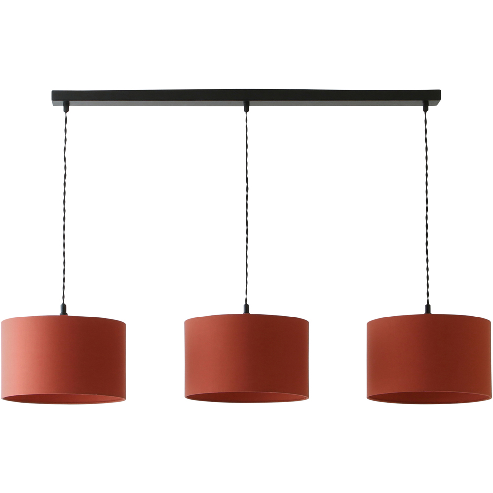 ValueLights Reni Rust Drum Shade 3 Drop Bar Matte Black Diner LED Ceiling Light Image 1