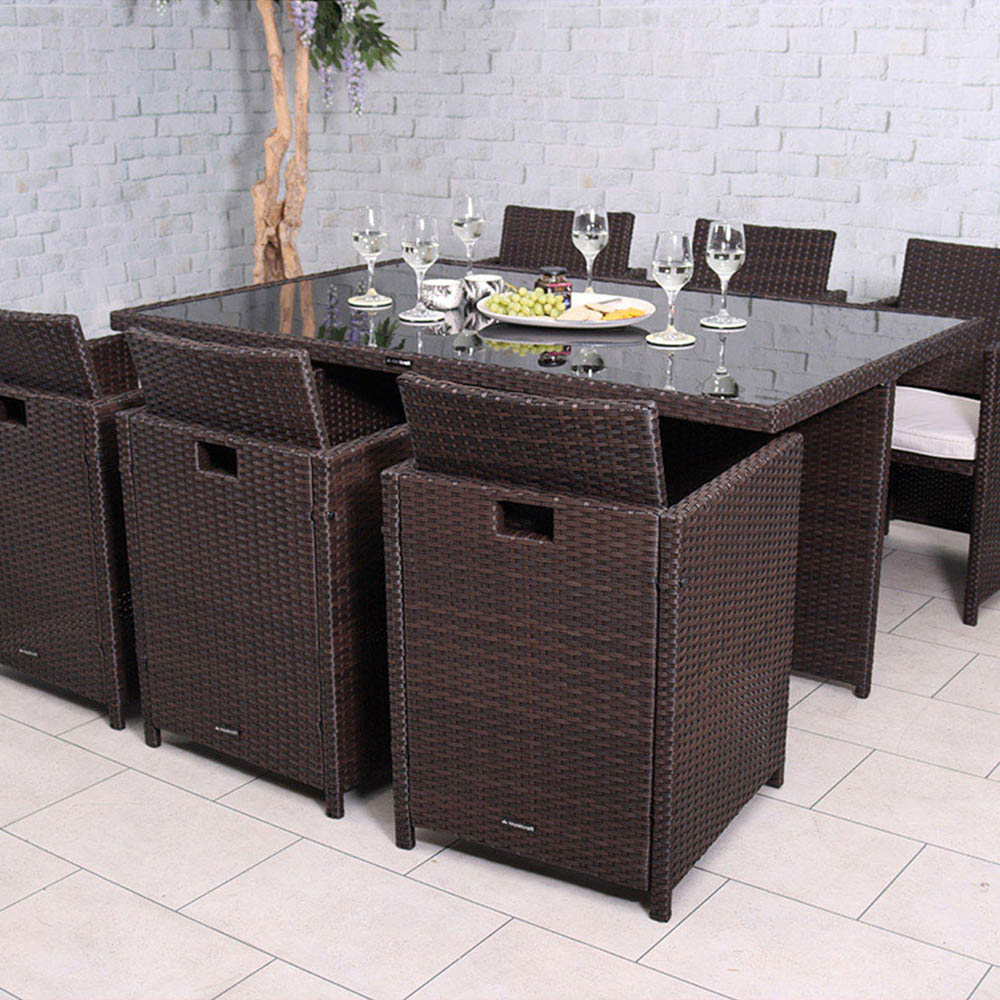 Royalcraft Nevada 6 Seater Cube Dining Set Brown Image 9