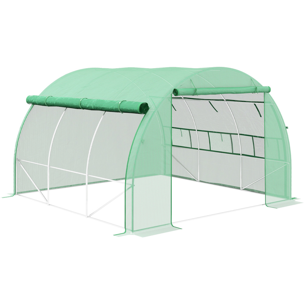 Outsunny Green Plastic 10 x 10ft Polytunnel Greenhouse Image 1