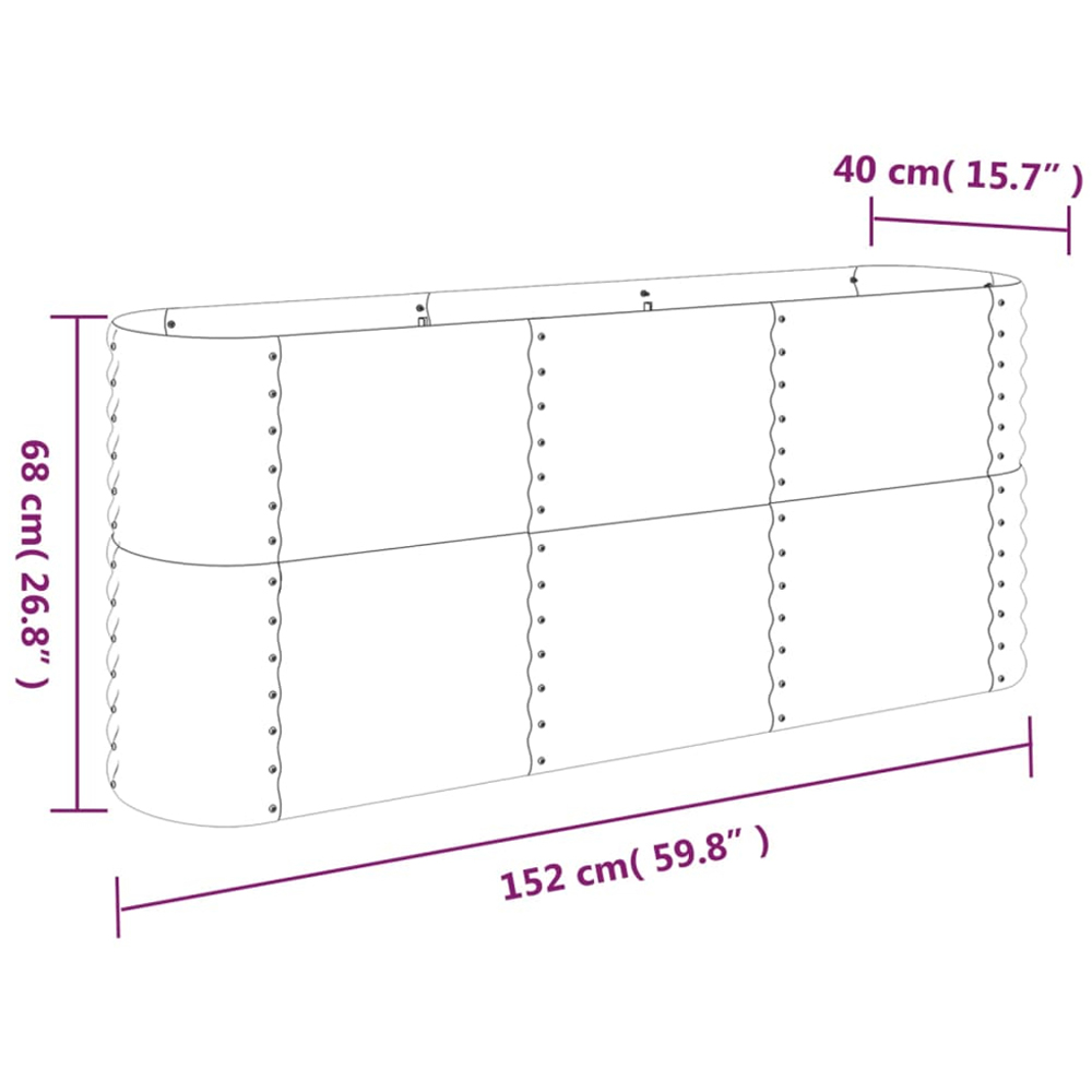 vidaXL Silver Galvanised Steel Raised Garden Bed 68 x 40 x 152cm Image 5