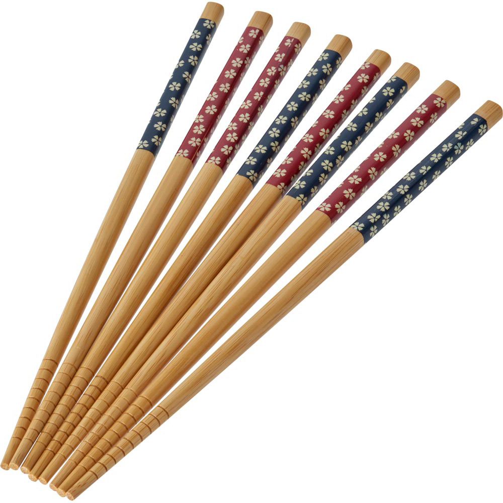 Wilko Ridged Bamboo Chopsticks 4 Pack Image 4