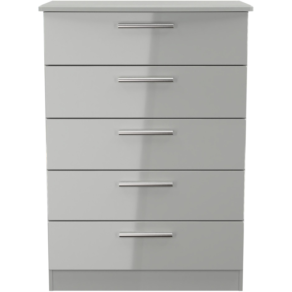 Crowndale Knightsbridge 5 Drawer Grey Gloss and Dusk Grey Chest of Drawers Ready Assembled Image 2