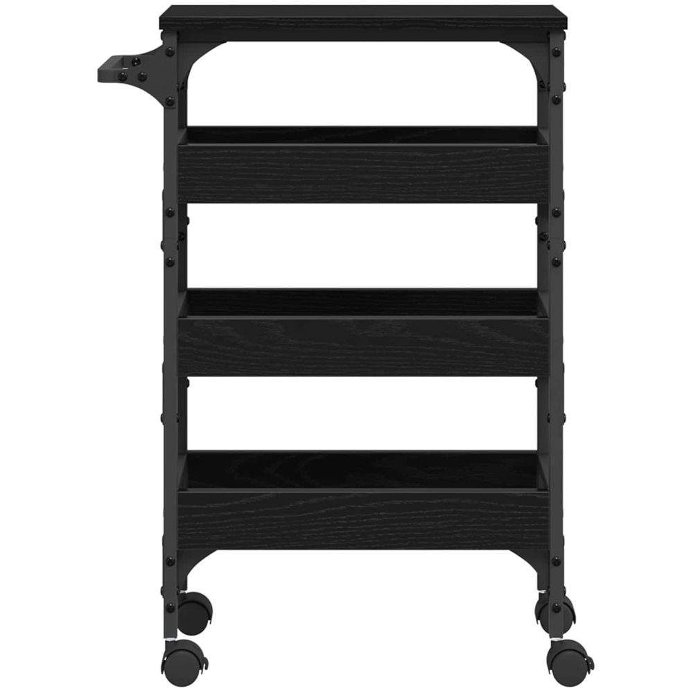 vidaXL 3 Shelf Black Oak Kitchen Trolley with Handle Image 6