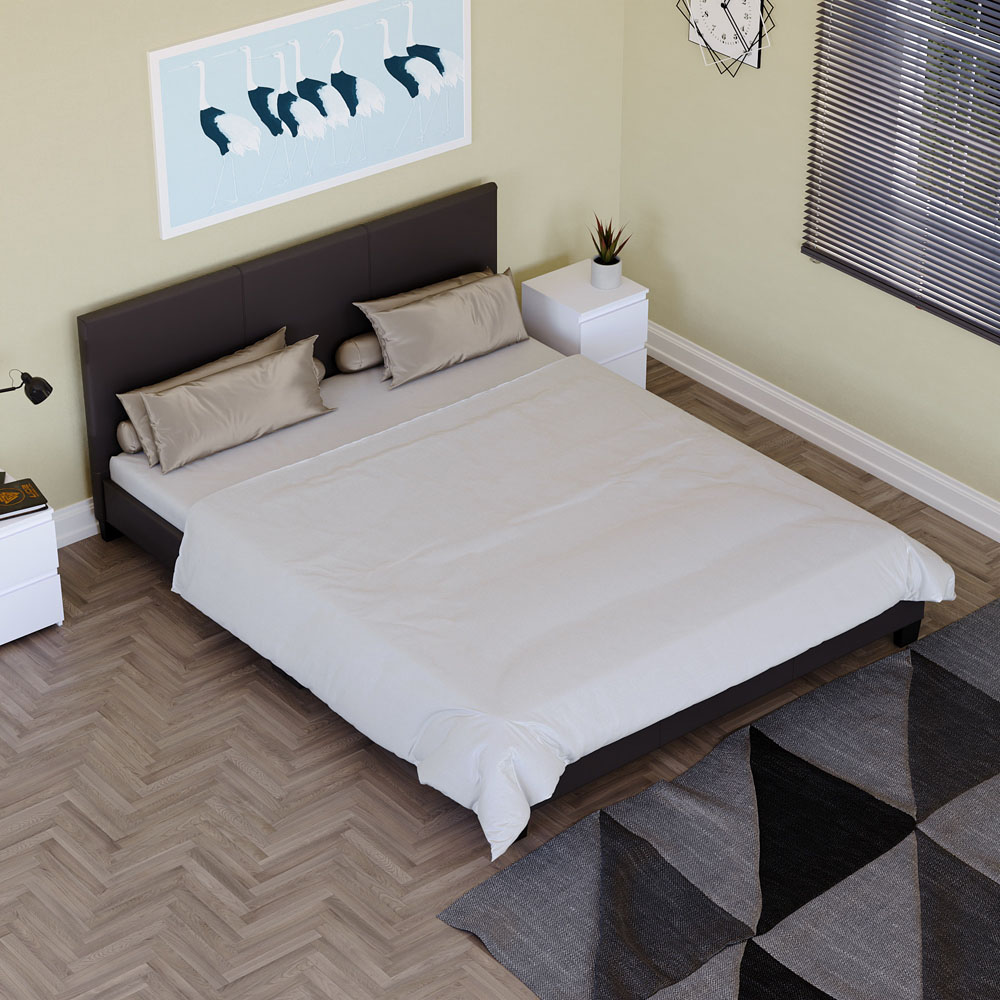 Vida Designs Lisbon King Size Brown Faux Leather Bed Frame Image 5