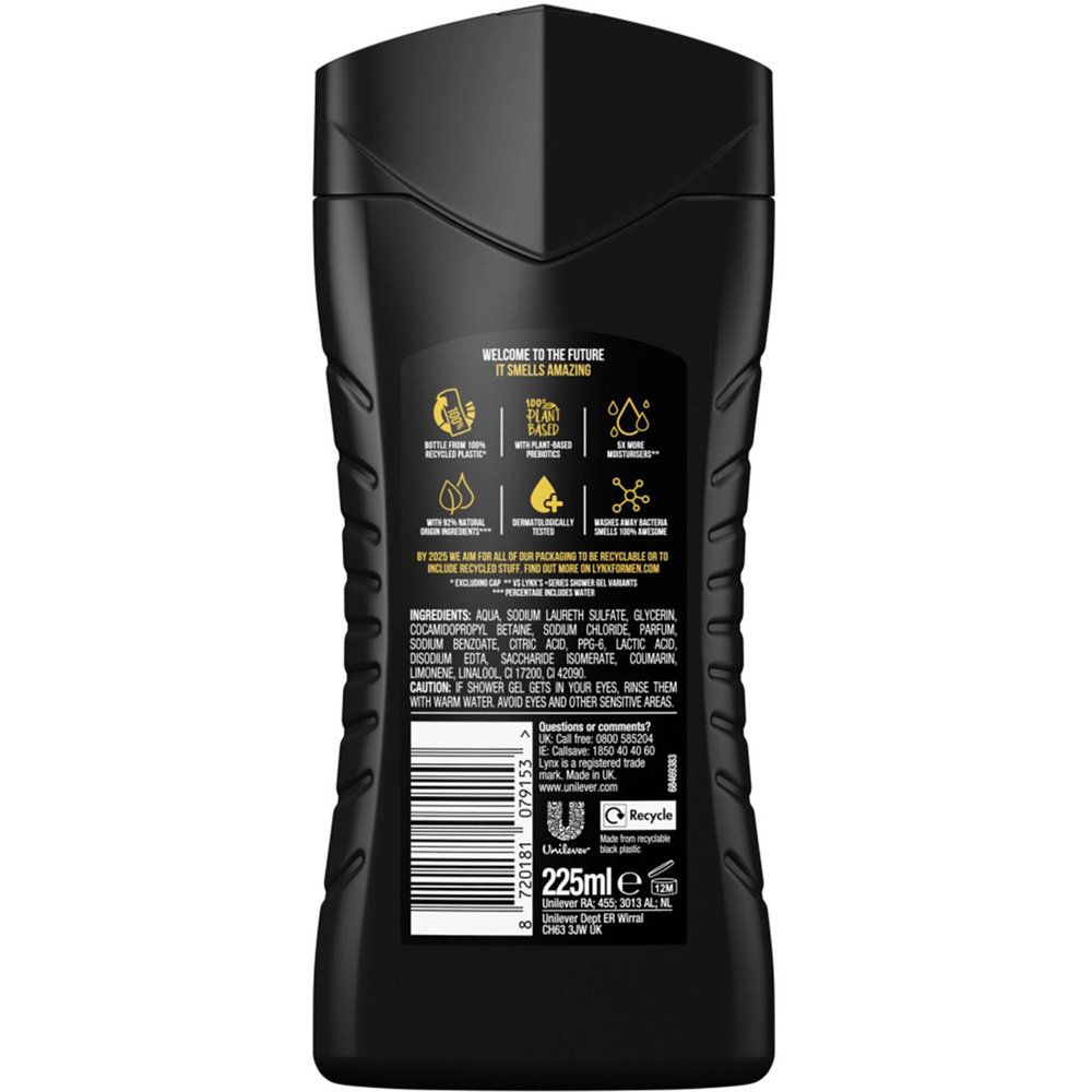 Lynx Excite Crisp Coconut and Black Pepper Refreshing Shower Gel 225ml 12 Pack Image 3