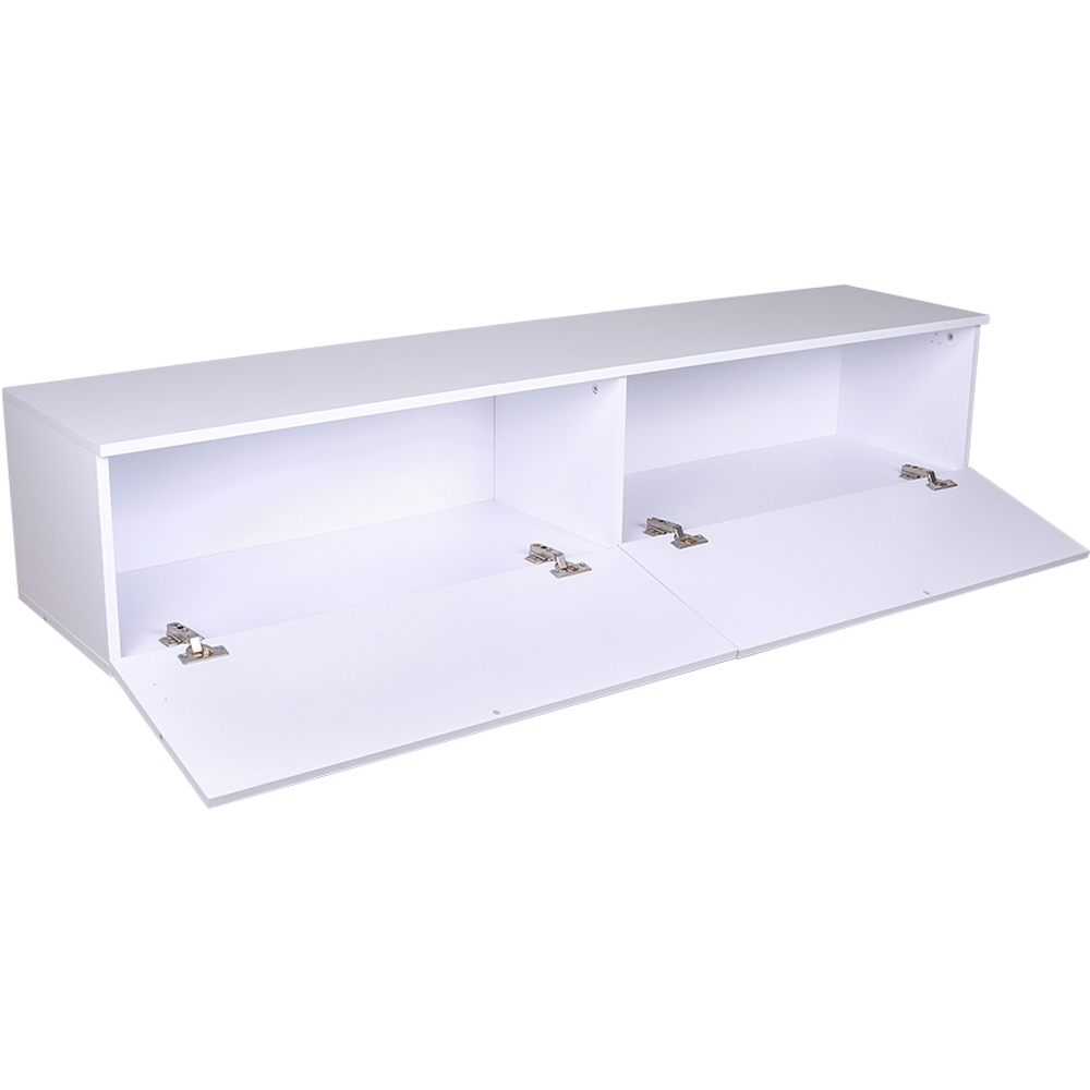 Living and Home White 2 Flip Down Drawer Wall Mounted TV Stand Image 4