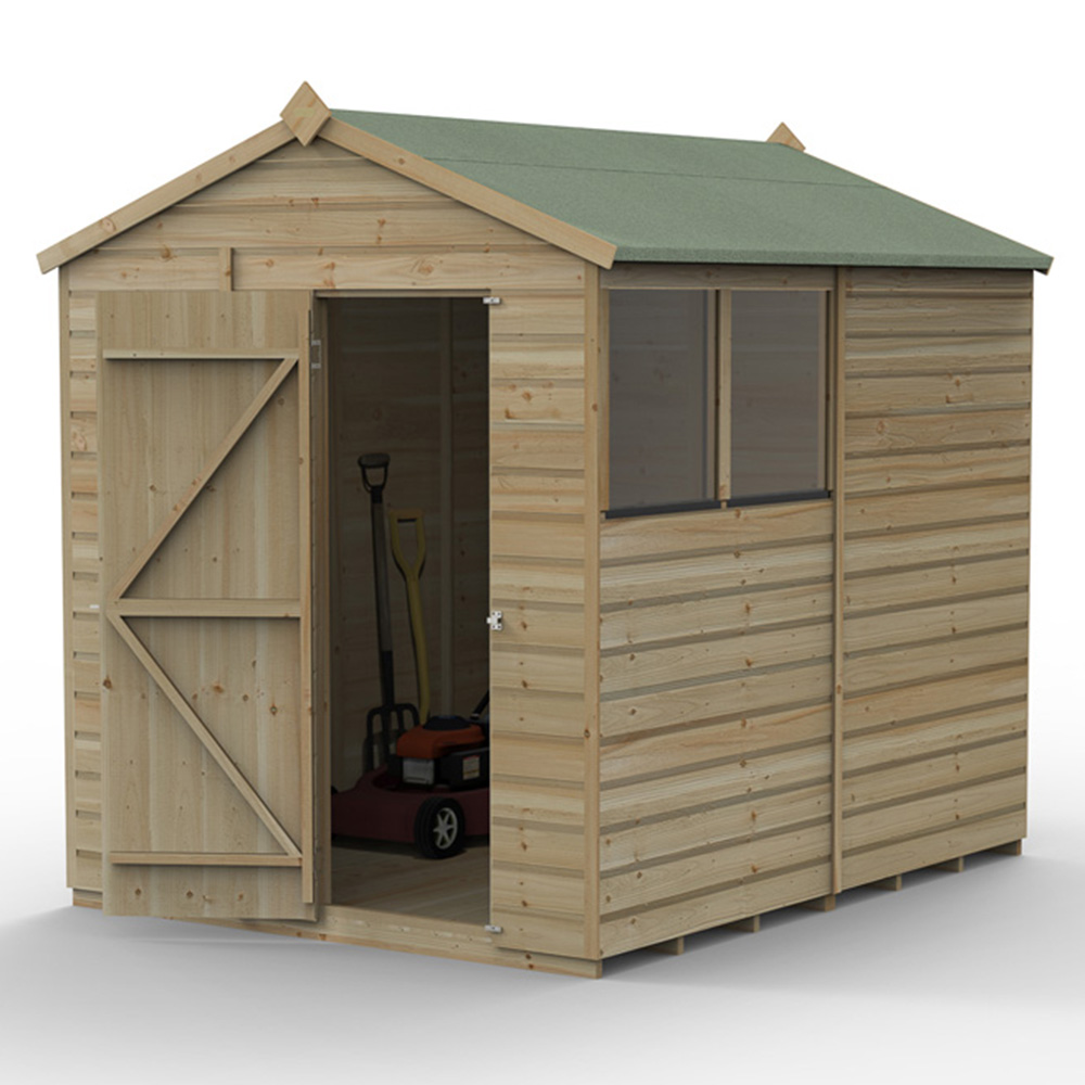 Forest Garden Beckwood 6 x 8ft Single Door 2 Windows Shiplap Apex Shed Image 3