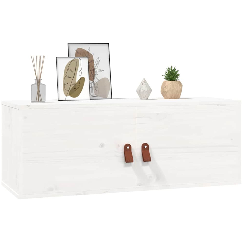 vidaXL 2 Door White Solid Wood Pine Wall Cabinet Image 6