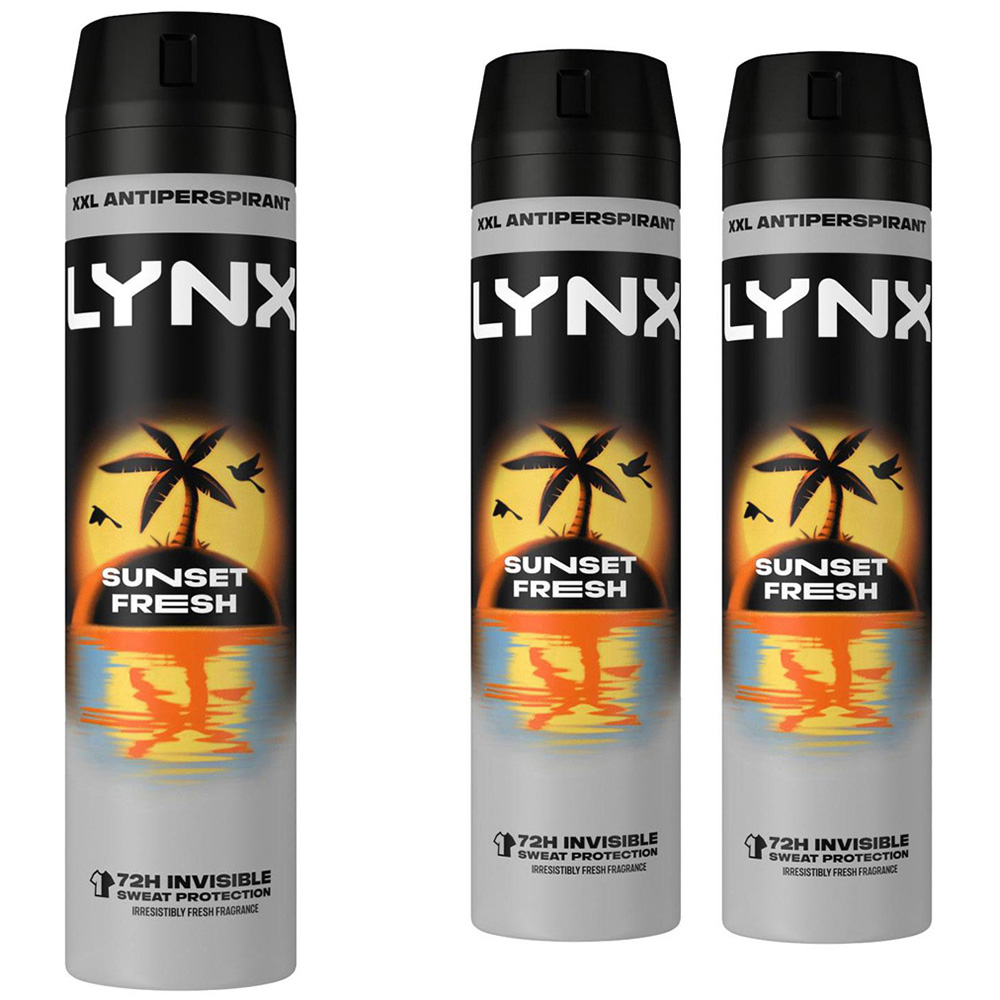 Lynx Sunset Fresh Antiperspirant Deodorant Spray 250ml 3 Pack Image 1