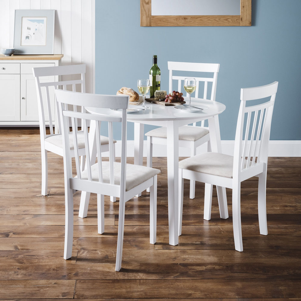 Julian Bowen Coast 4 Seater Round Dropleaf Table White Image 9