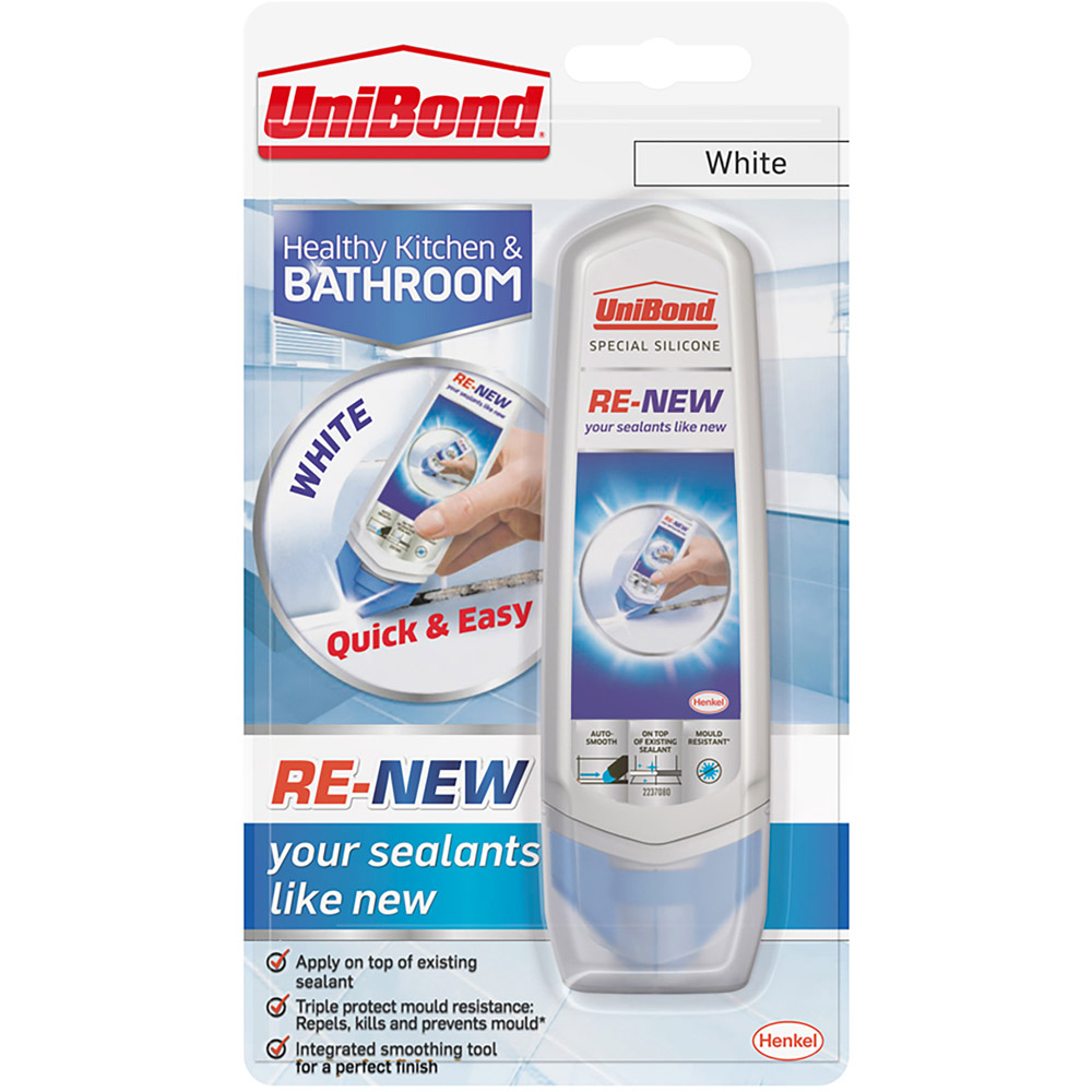 UniBond Renew White Kitchen and Bathroom Sealant Cartridge 100ml Image 4