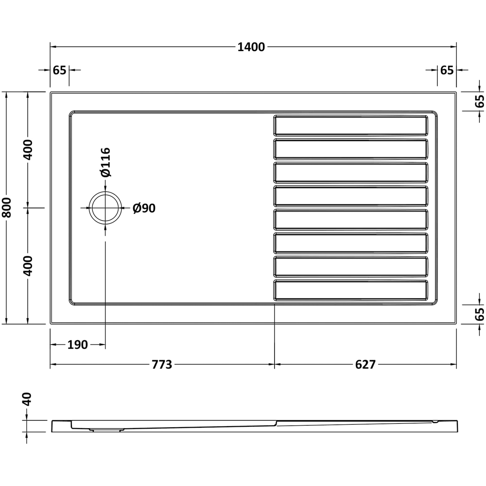 nuie White Slip Resistant Walk In Shower Tray 1400 x 800mm Image 2