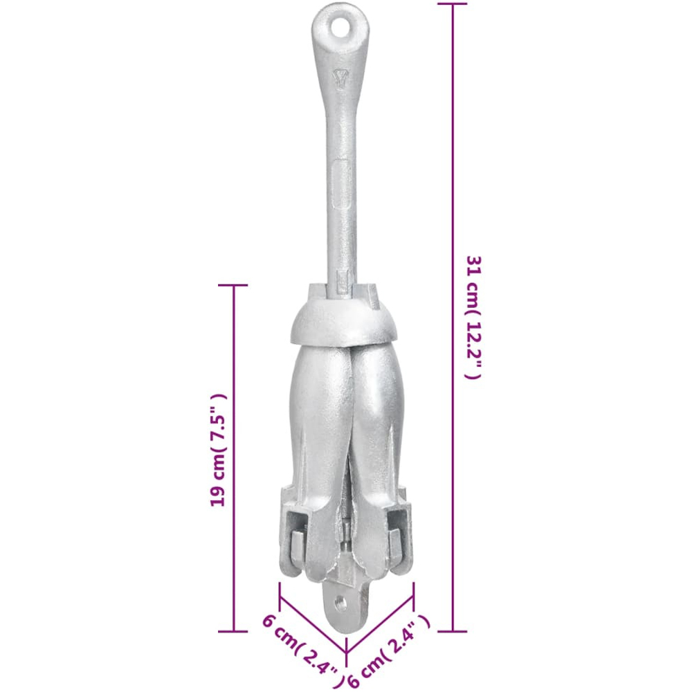 Walplus Silver Malleable Iron Foldable Anchor with Rope 1.5kg Image 8