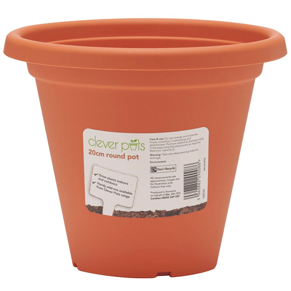Clever Pots Terracotta Plastic Round Plant Pot 19/20cm Image 3