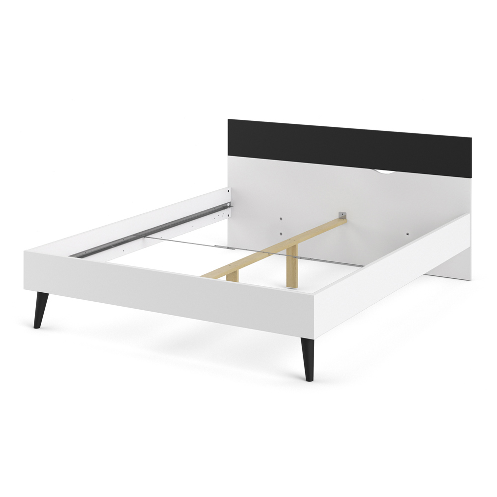 Florence King Size White and Matt Black Wooden Bed Frame Image 4