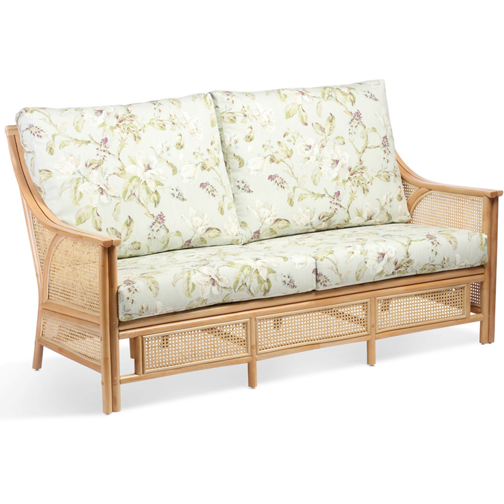 Desser Chester 3 Seater Natural Rattan Floral Fabric Sofa Image 2