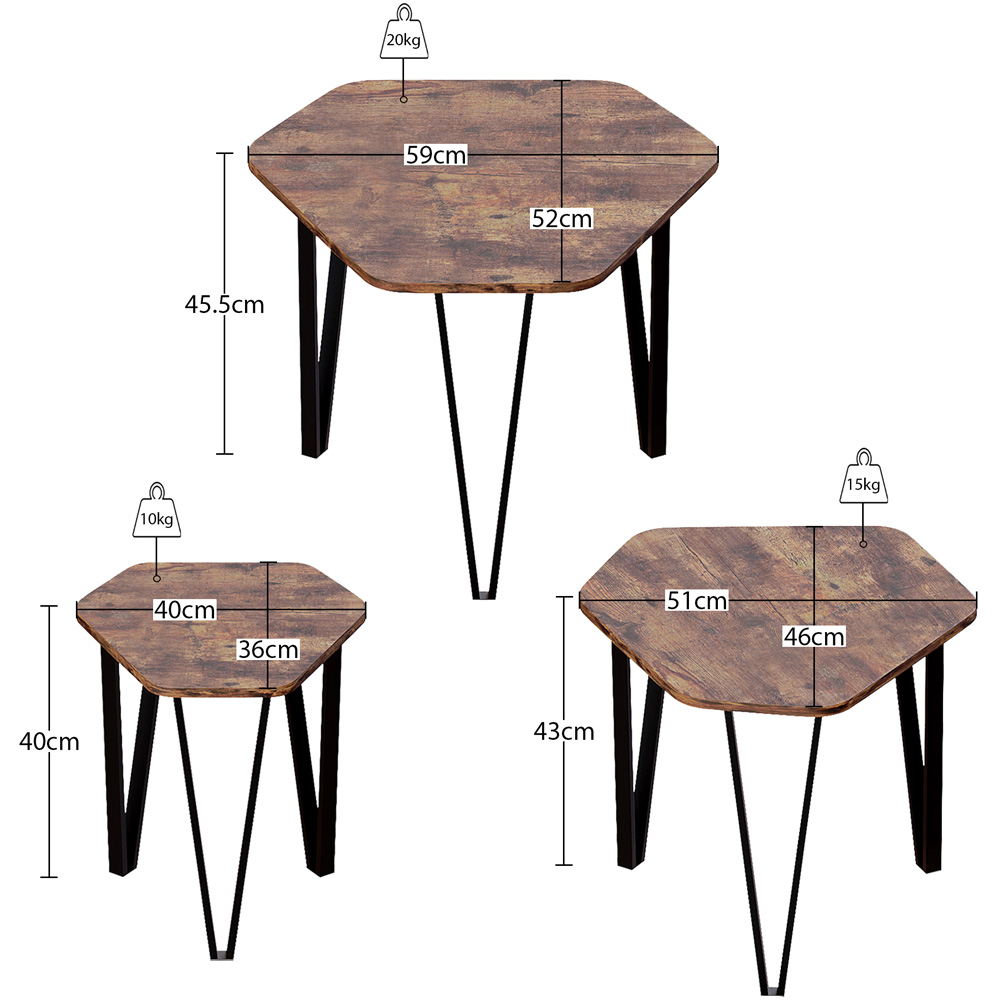 Vida Designs Brooklyn Dark Wood Nest of Tables Set of 3 Image 7
