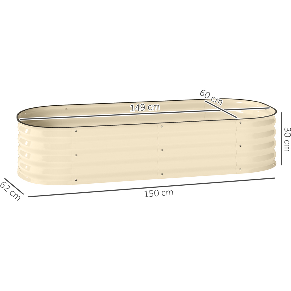 Outsunny Cream White Galvanised Raised Garden Bed with Safety Edging 30 x 150 x 62cm Image 9