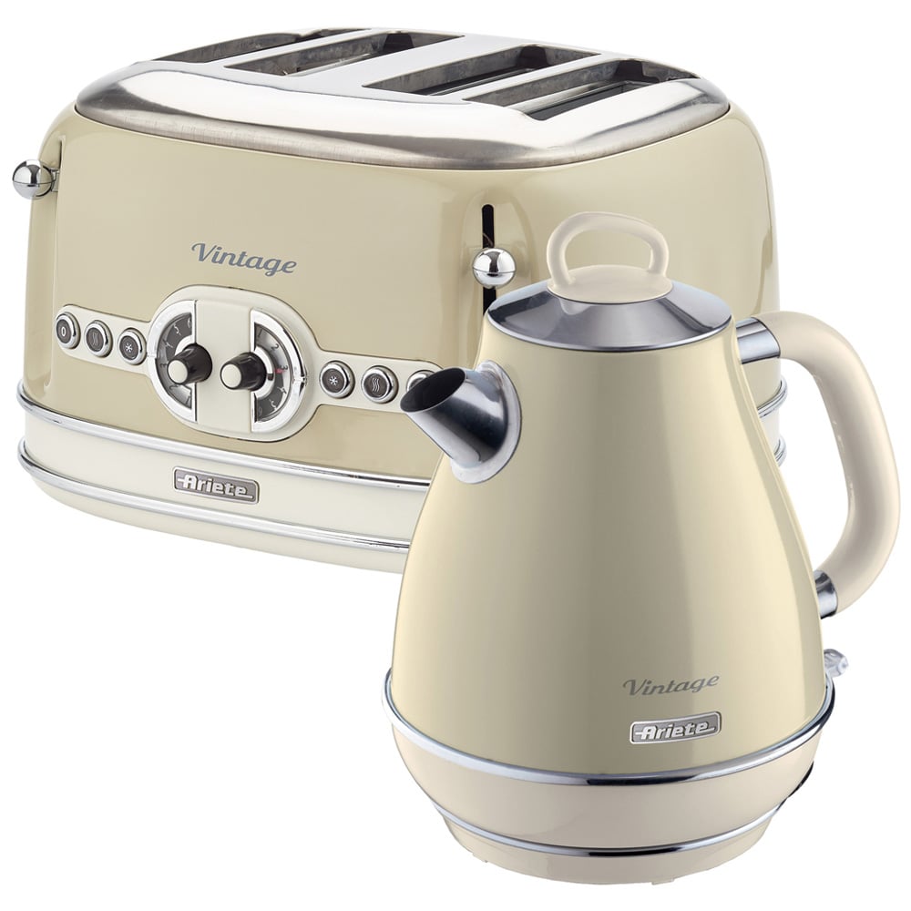 Ariete ARPK19 Vintage Cream 1.7L Jug Kettle and 4 Slice Toaster Image 1