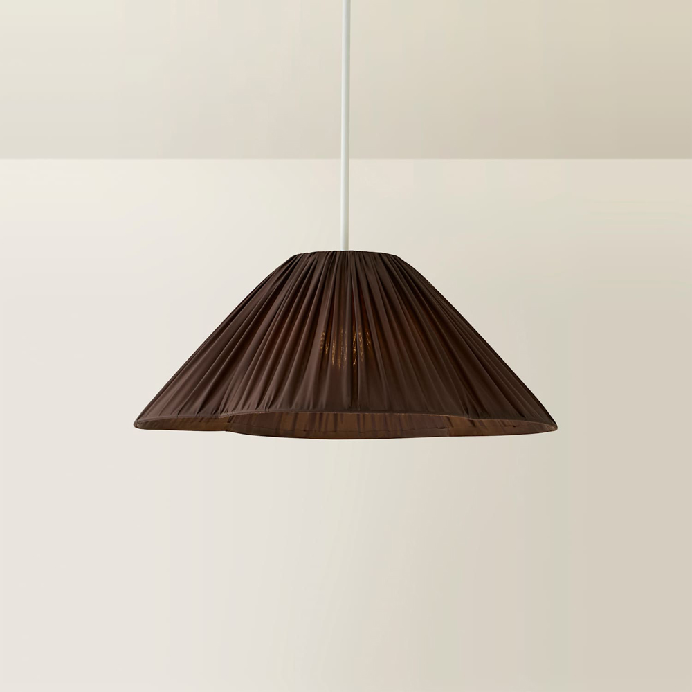 ValueLights Posie Brown Gathered Tapered Wave Easy Fit Pendant Lamp Shade 50cm Image 3
