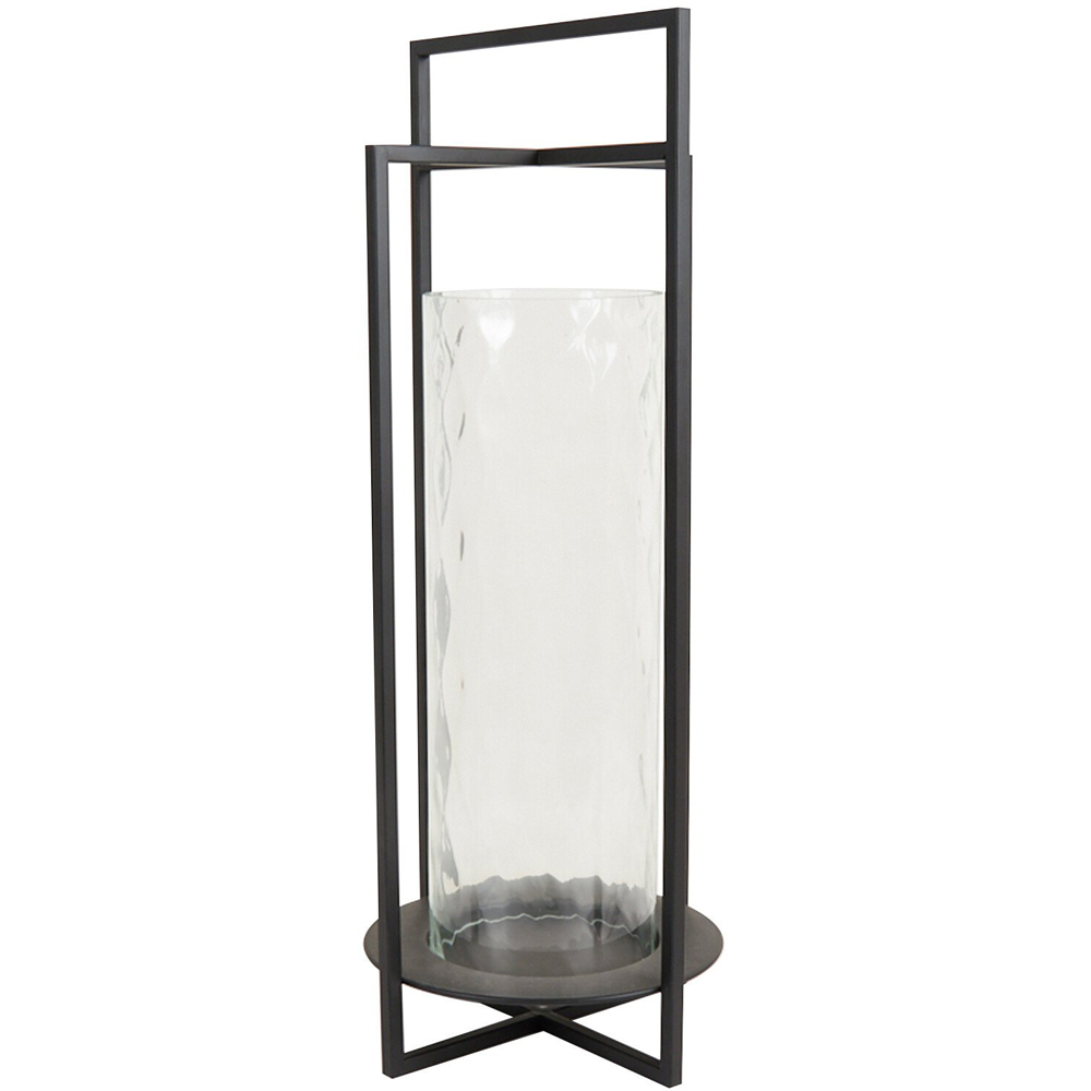 Mari Large Hammered Lantern - Black and Clear Image 1