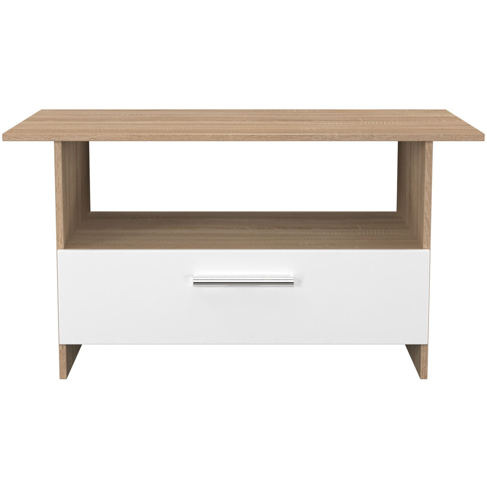 Crowndale Contrast Single Drawer White Matt and Bardolino Oak Coffee Table Ready Assembled Image 2